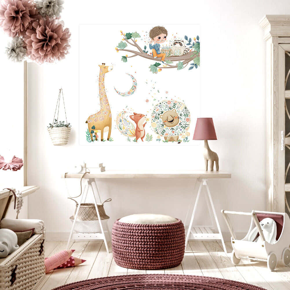 Adorable Kawaii Room filled with colorful decorations and plush toys. Wallpaper