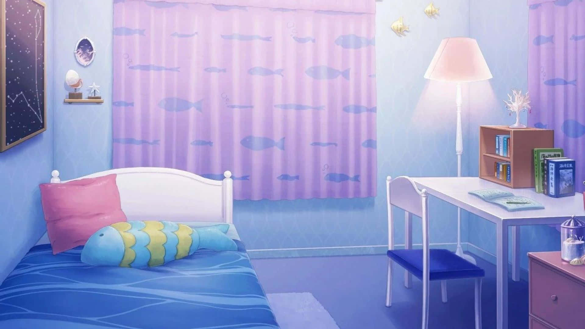 A Dreamy Kawaii Room with Pastel Details and Decorations Wallpaper