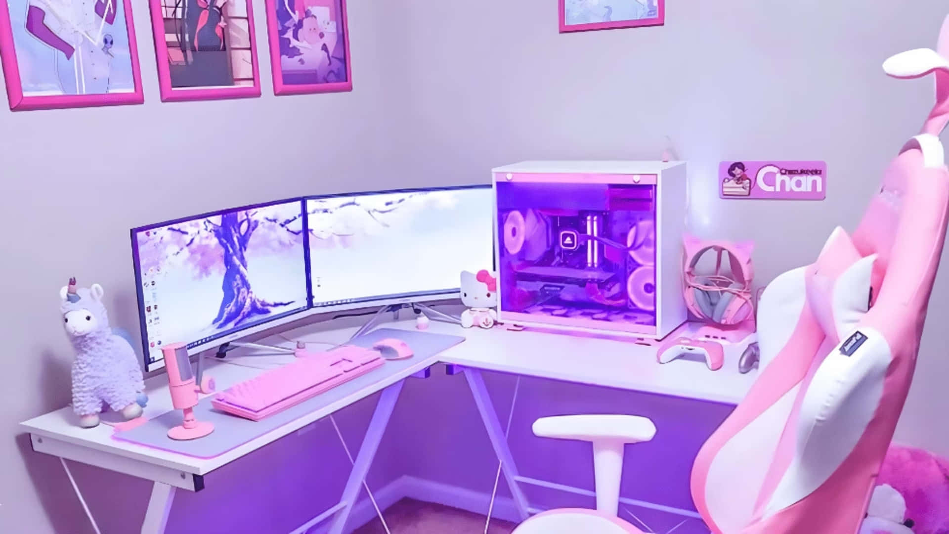 Aesthetic Kawaii Room with pastel colors and plushies Wallpaper