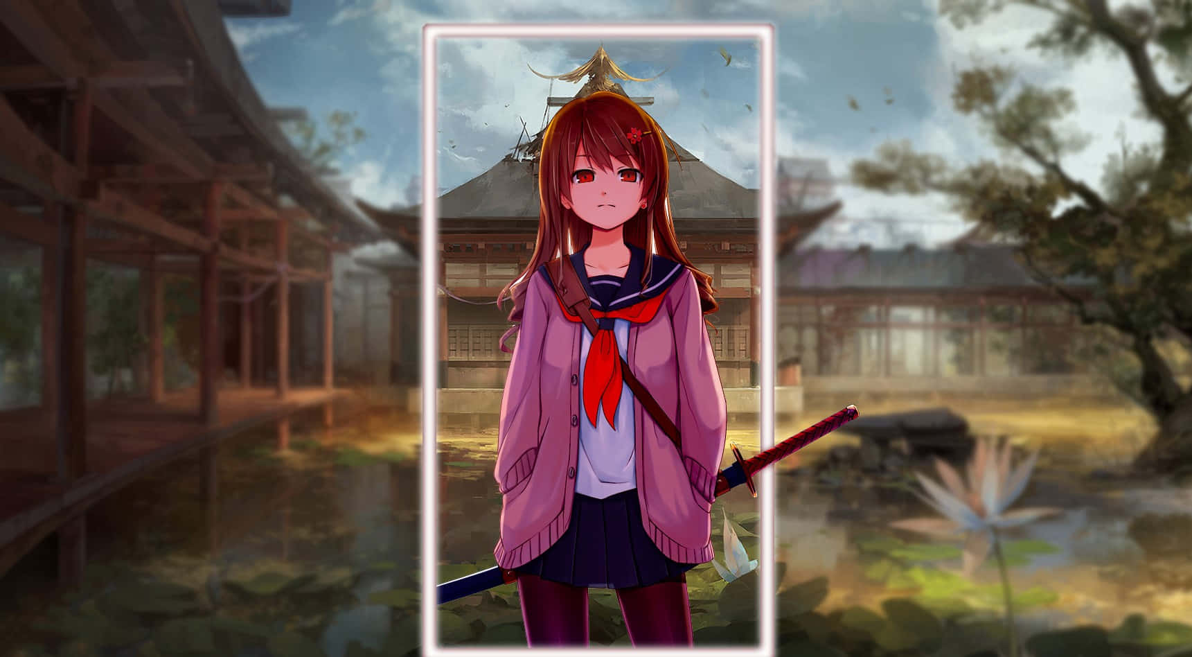 Kawaii Samurai Anime School Girl Picture