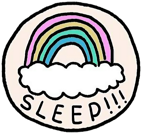 Kawaii Sleep Rainbow Cloud Sticker PNG