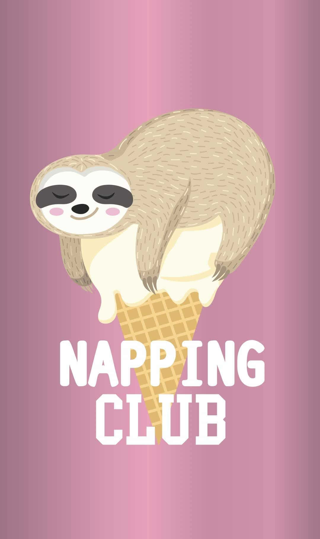 Kawaii Sloth Hanging Out Wallpaper