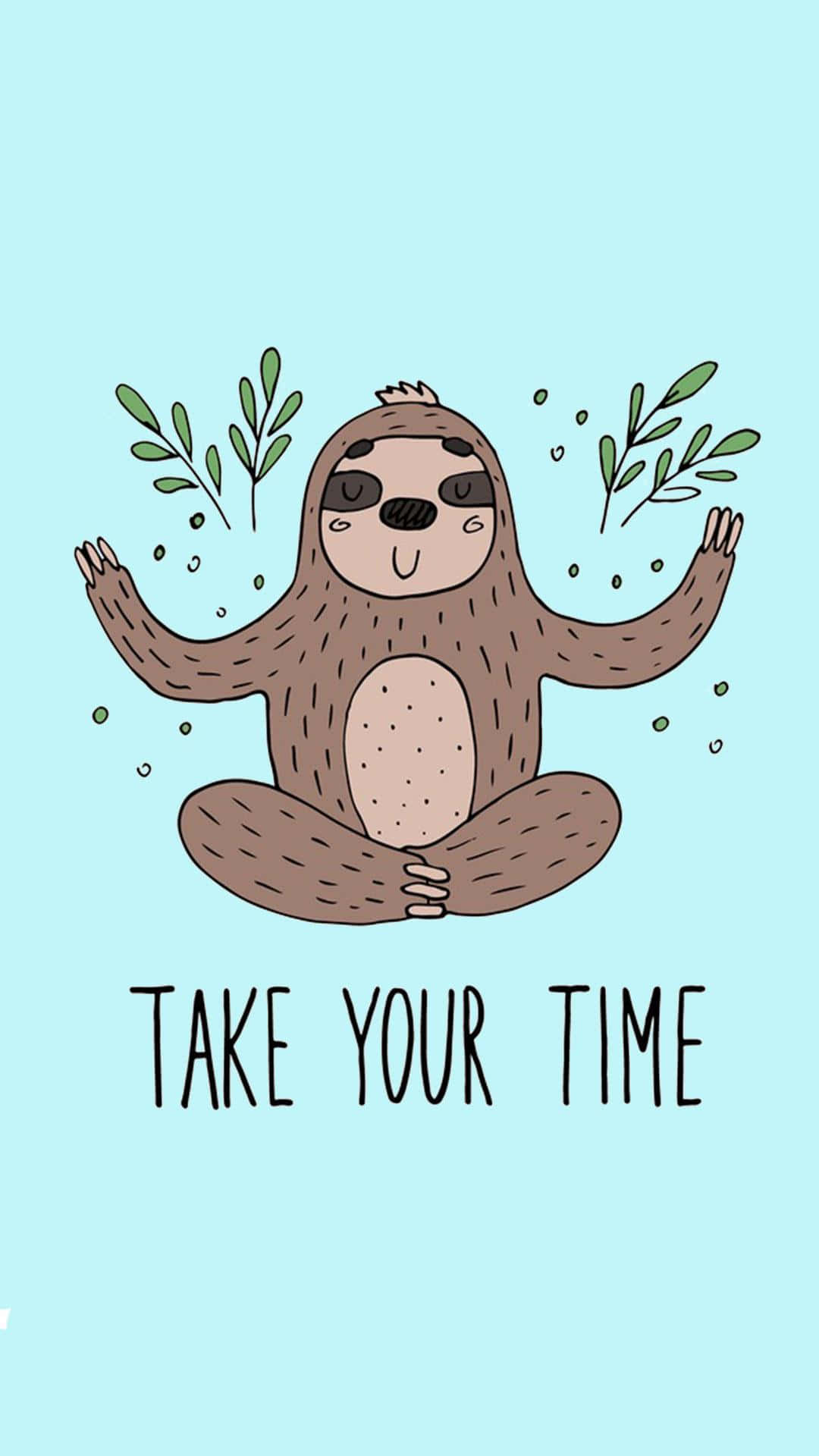 Cute and Adorable Kawaii Sloth Hanging Out Wallpaper