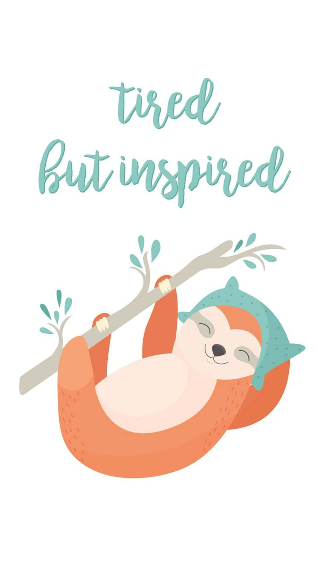 Adorable Kawaii Sloth Hanging from a Branch Wallpaper