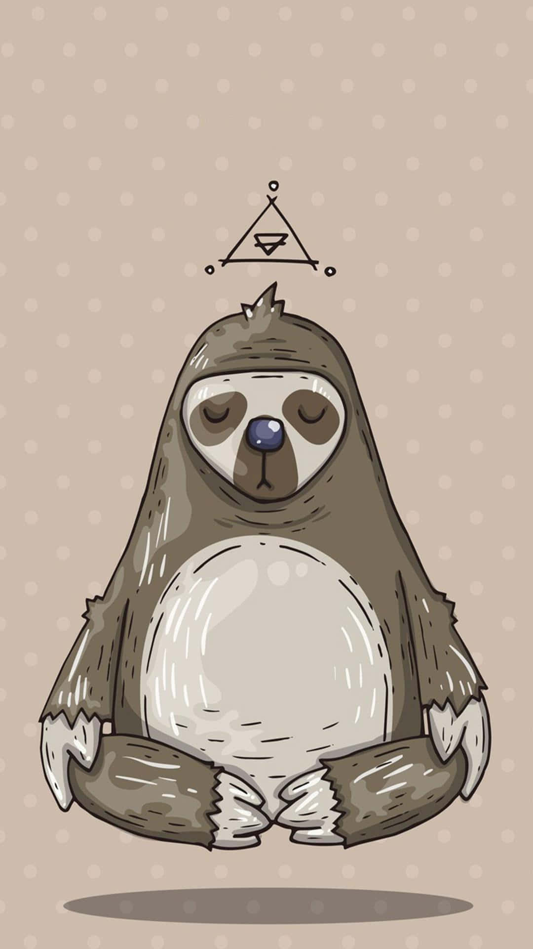 Adorable Kawaii Sloth Hanging from a Tree Branch Wallpaper