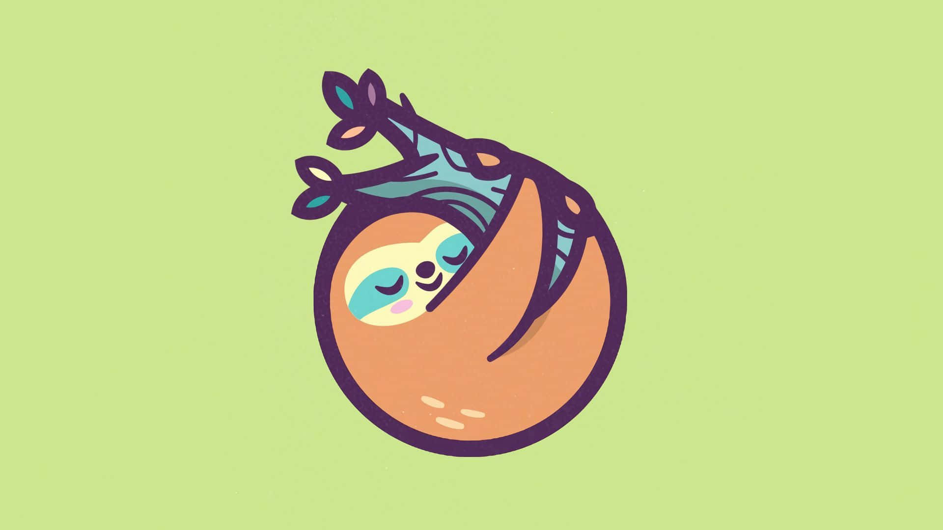 Adorable Kawaii Sloth Hanging on a Branch Wallpaper