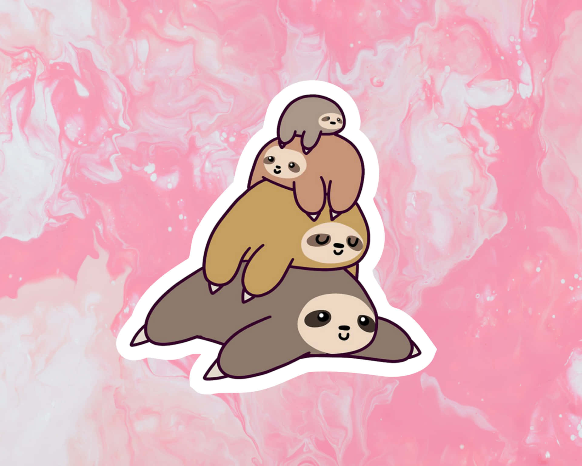 Adorable Kawaii Sloth Hanging on a Branch Wallpaper