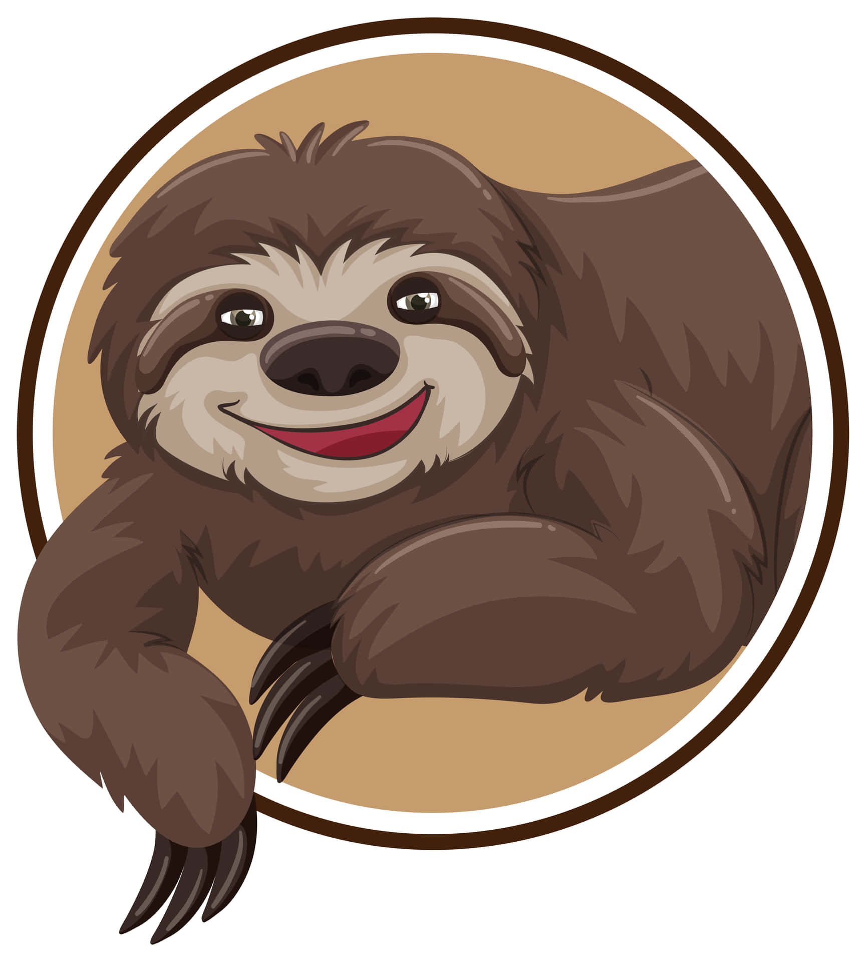 Adorable Kawaii Sloth Hanging from a Branch Wallpaper