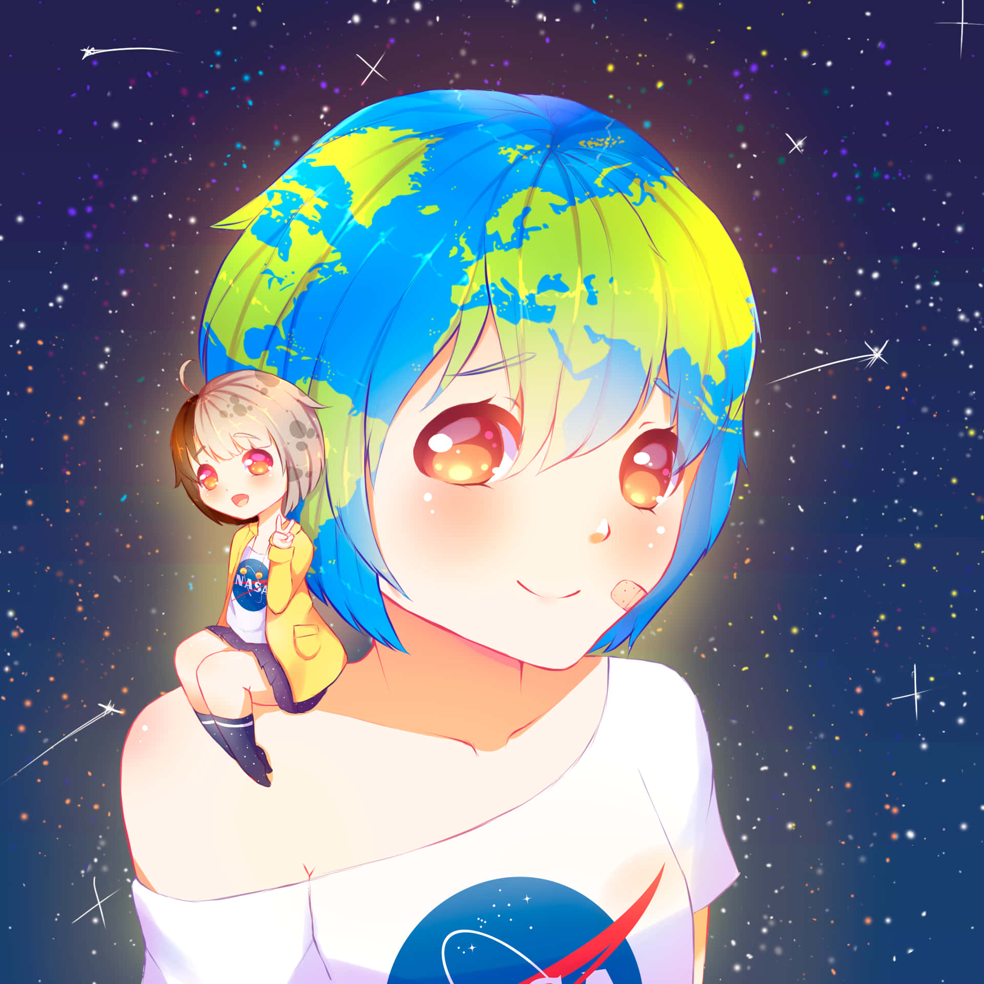Adorable Kawaii Space Adventure Wallpaper