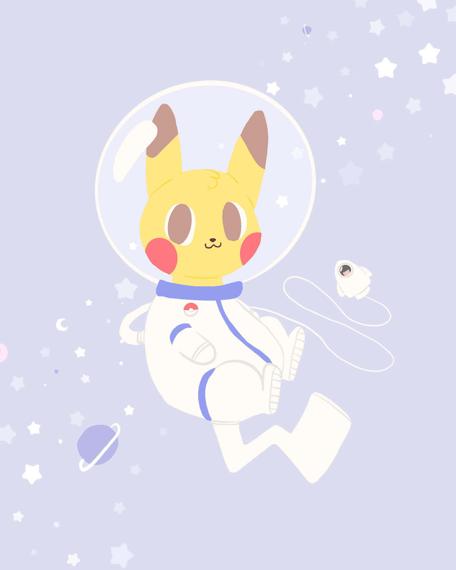 Adorable Kawaii Space Illustration Wallpaper