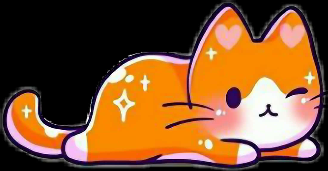 Kawaii_ Sparkling_ Orange_ Cat PNG