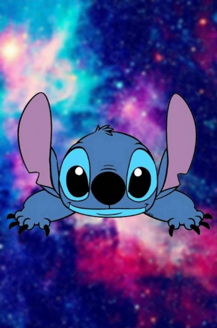 Kawaii Stitch Red And Blue Backdrop Wallpaper