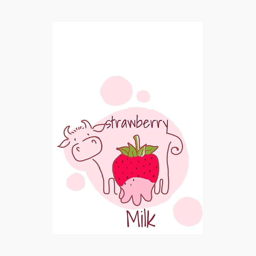 Caption: Adorable Kawaii Strawberry Cow Wallpaper Wallpaper