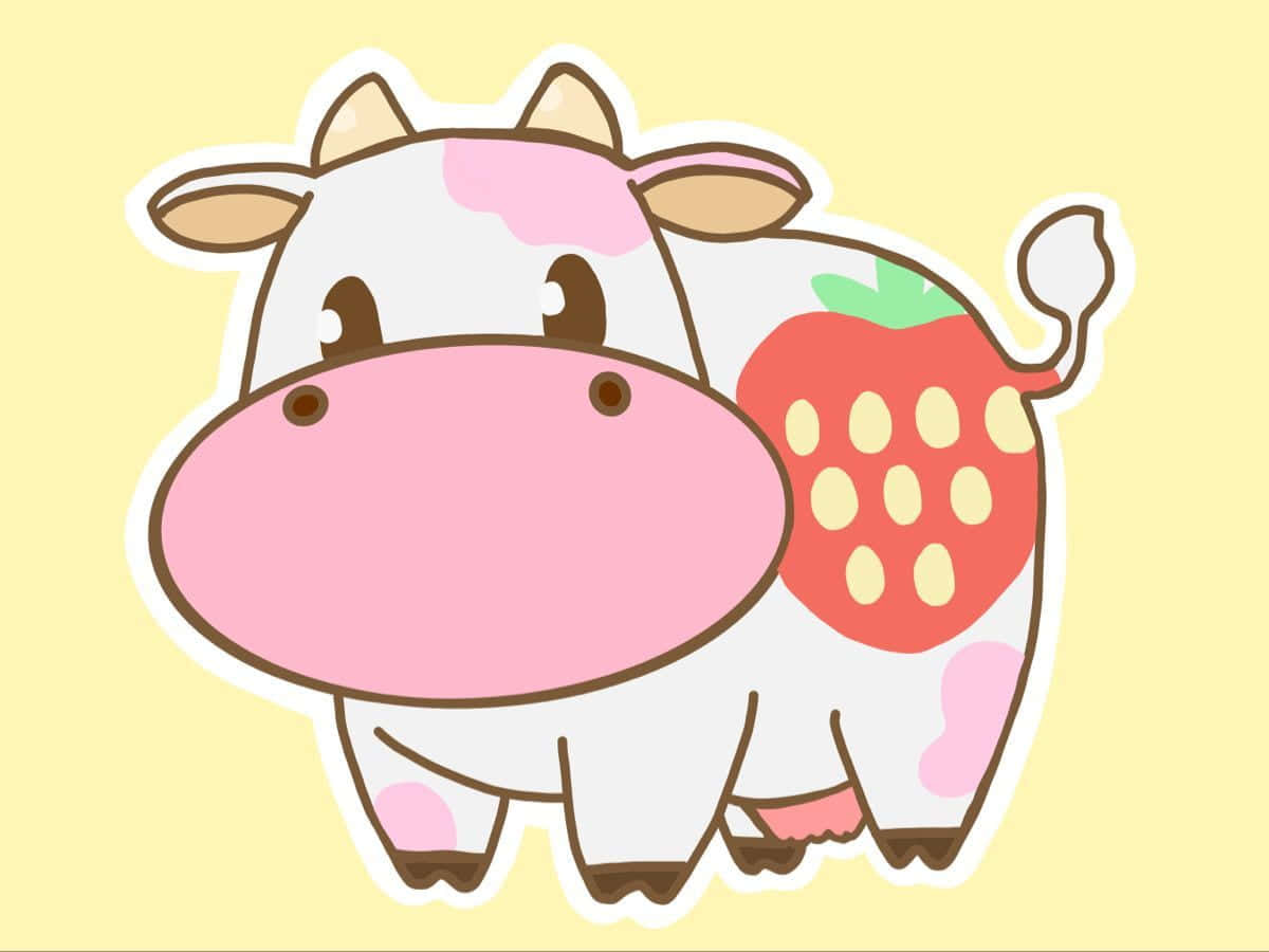 Adorablefondos De Pantalla De Vaca Fresa Kawaii Fondo de pantalla