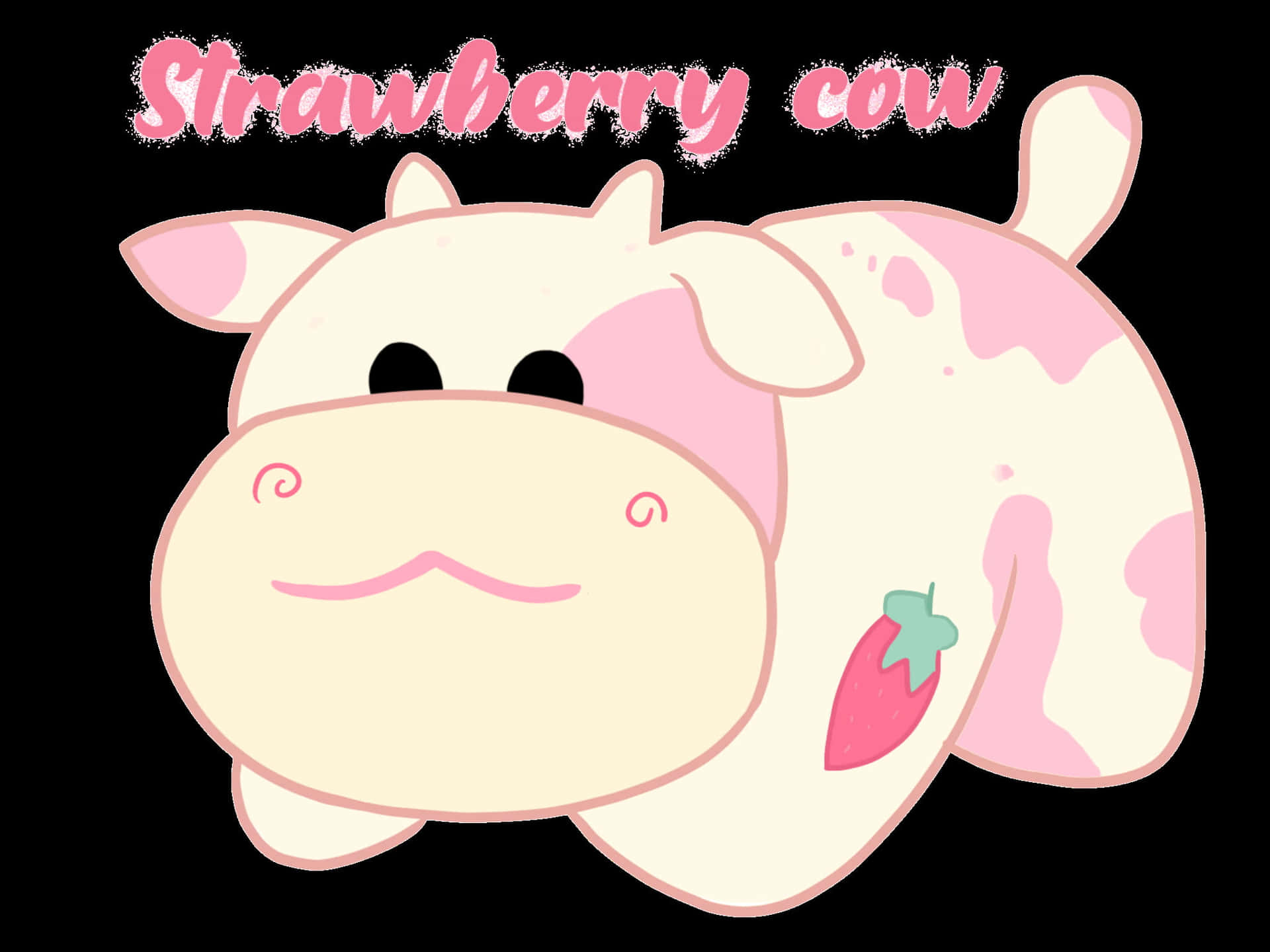 Adorable Kawaii Strawberry Cow Wallpaper Wallpaper