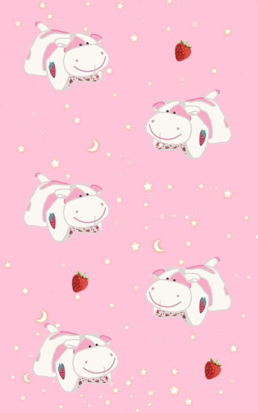 Adorable Kawaii Strawberry Cow Wallpaper Wallpaper