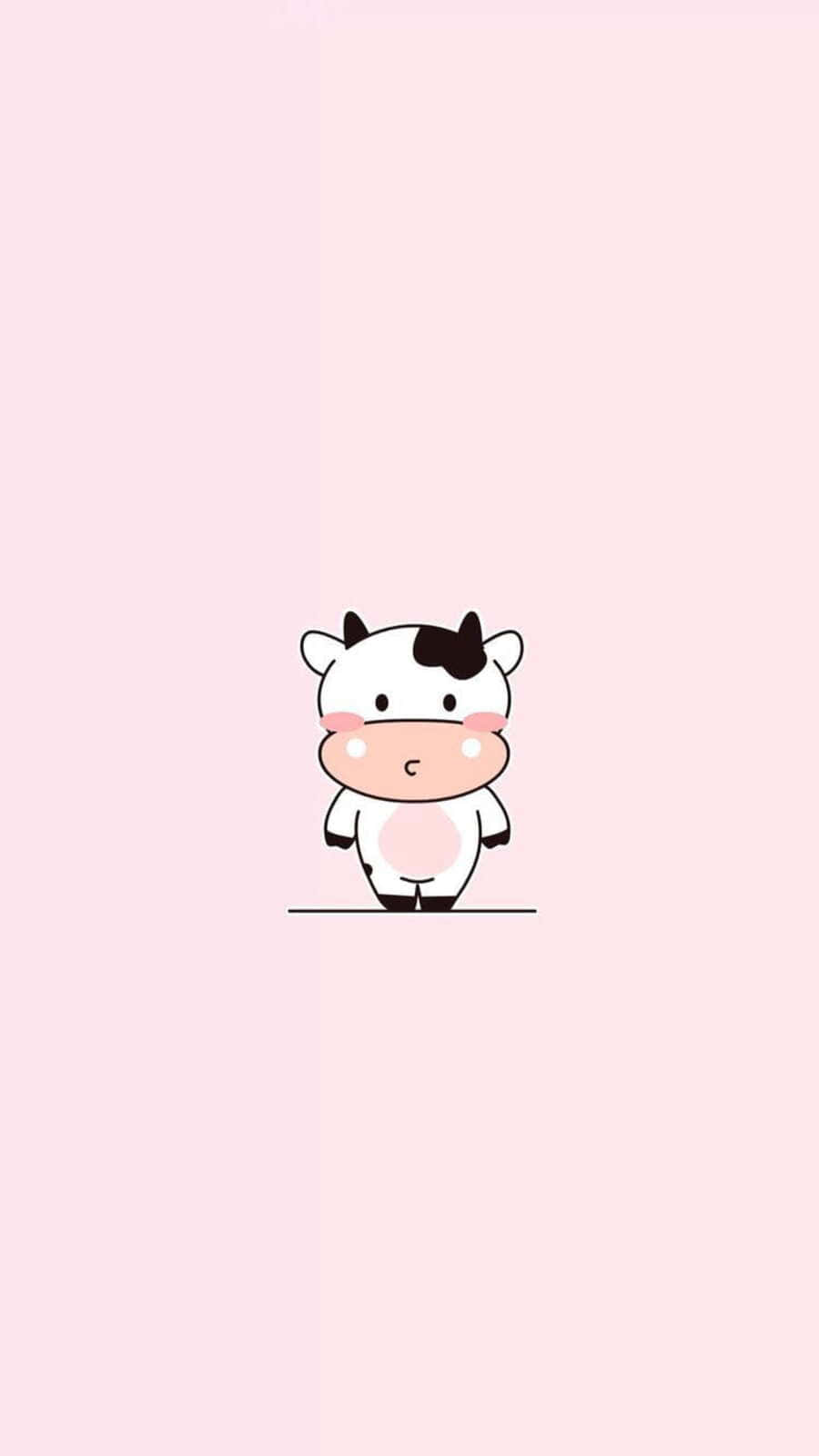 Adorableilustración De Una Vaca De Fresa Estilo Kawaii. Fondo de pantalla