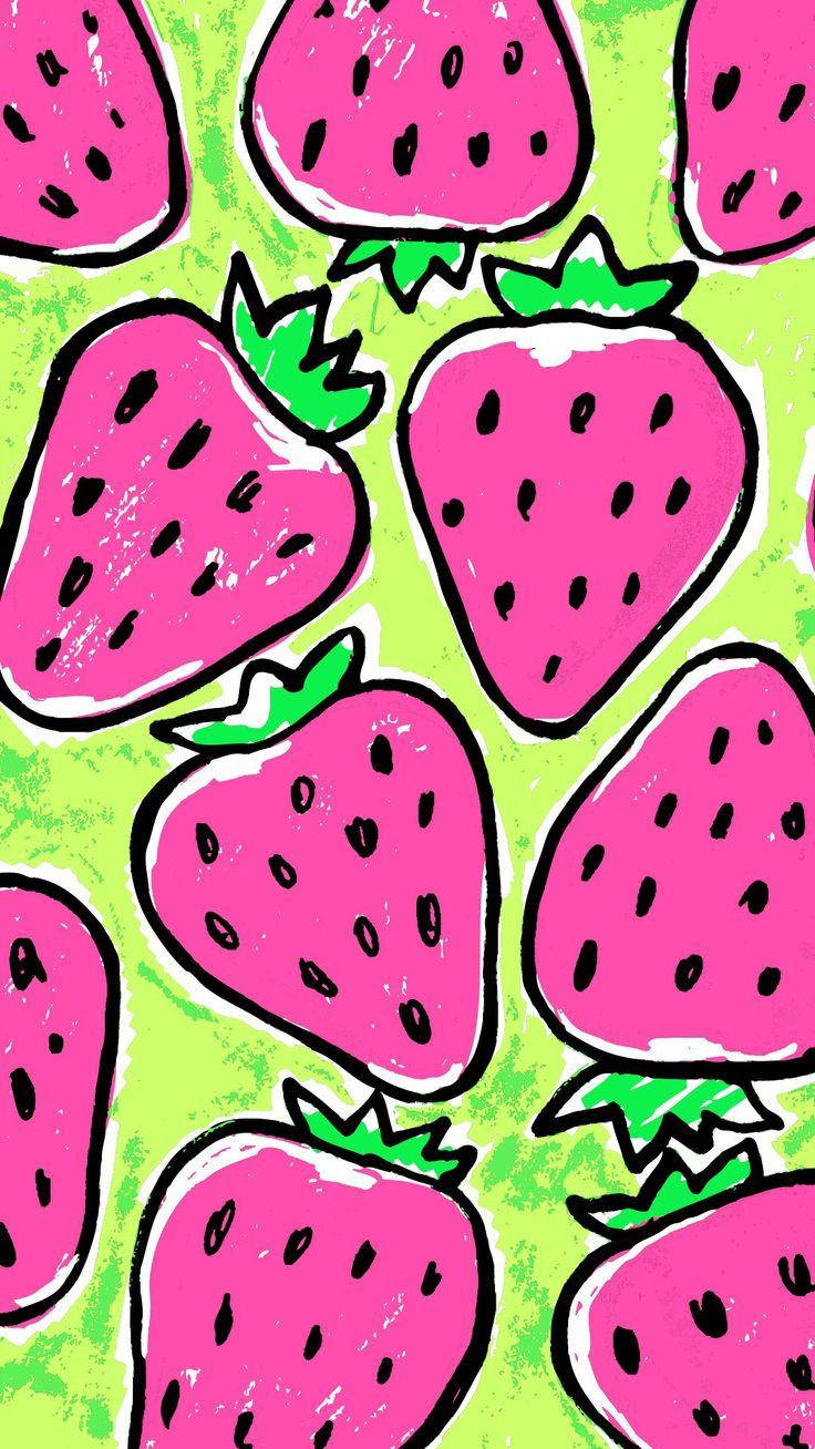 Kawaii Strawberry Iphone Art Wallpaper