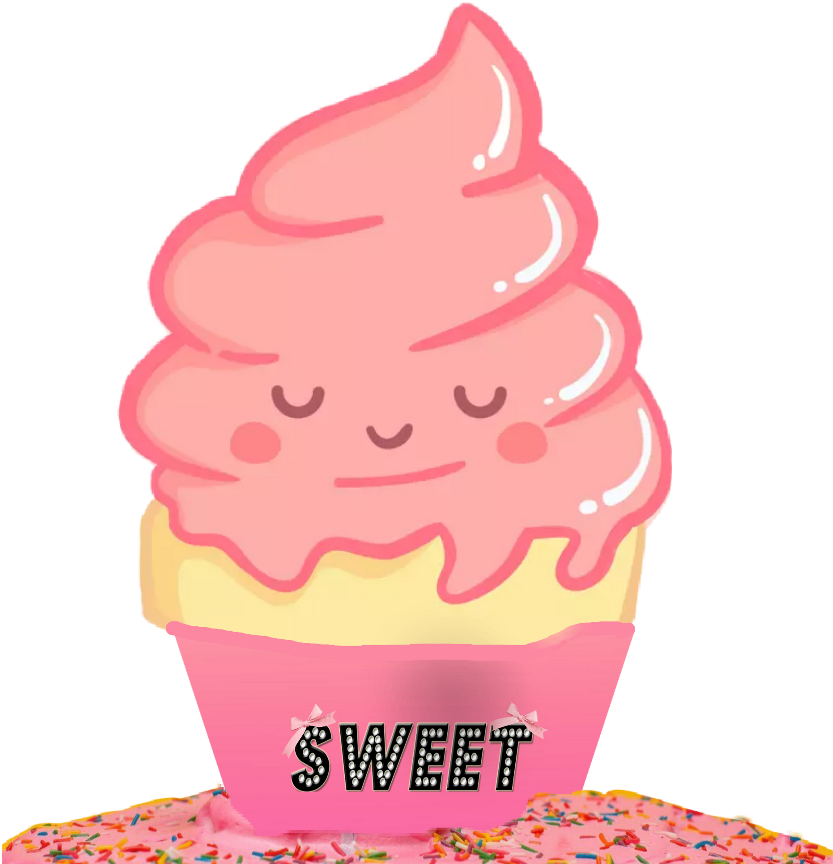 Kawaii Sweet Cupcake Character PNG