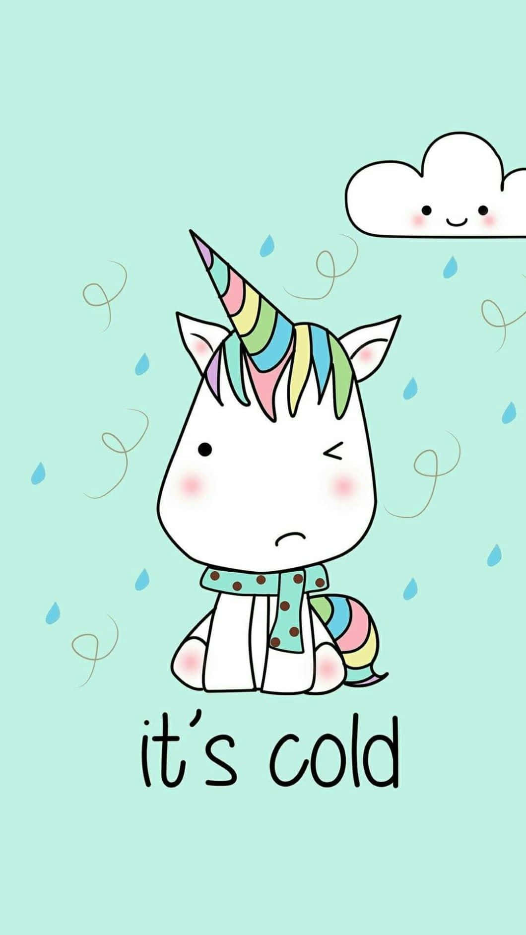 Magical Kawaii Unicorn in Dreamy Pastel Colors Wallpaper