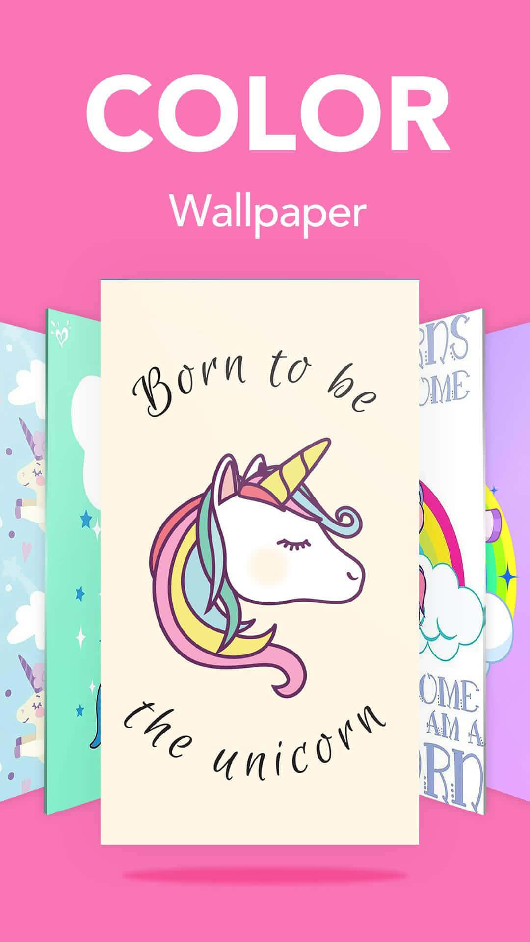 Kawaii Unicorn on Pastel Rainbow Background Wallpaper