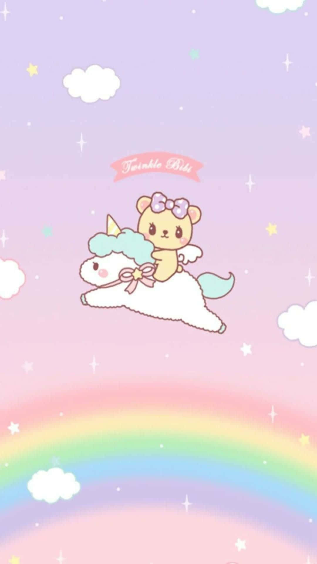 Adorable Kawaii Unicorn in a Magical World Wallpaper