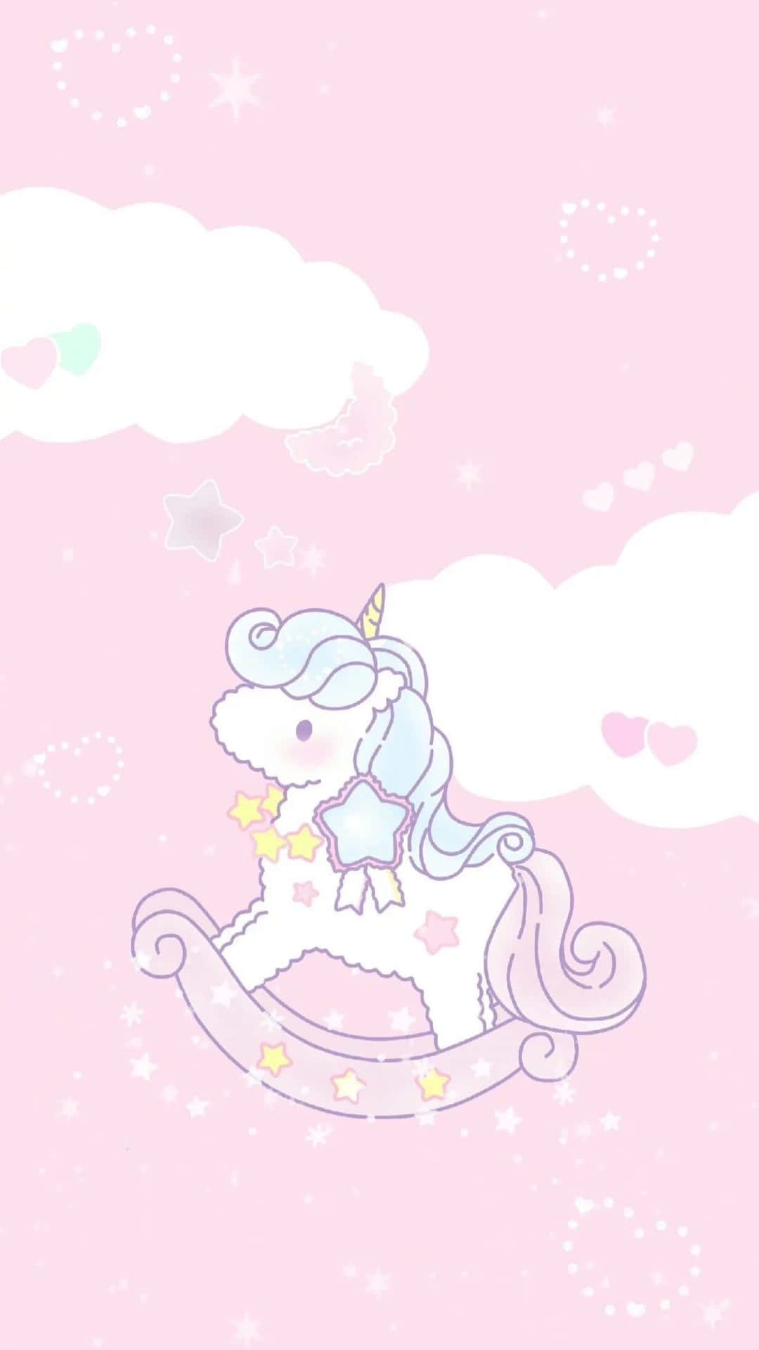 Adorable Kawaii Unicorn in a Dreamy World Wallpaper