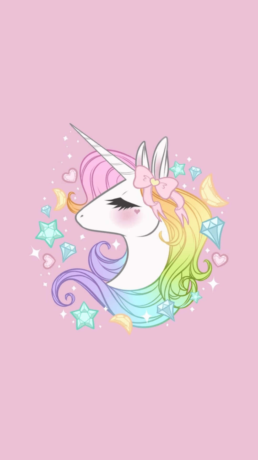 Magical Kawaii Unicorn in a Dreamy Sky Wallpaper