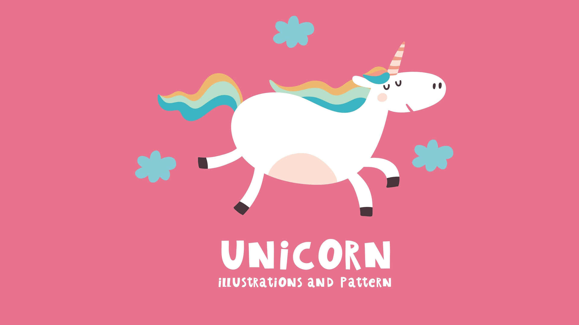 Magical Kawaii Unicorn in a Dreamy Pastel World Wallpaper