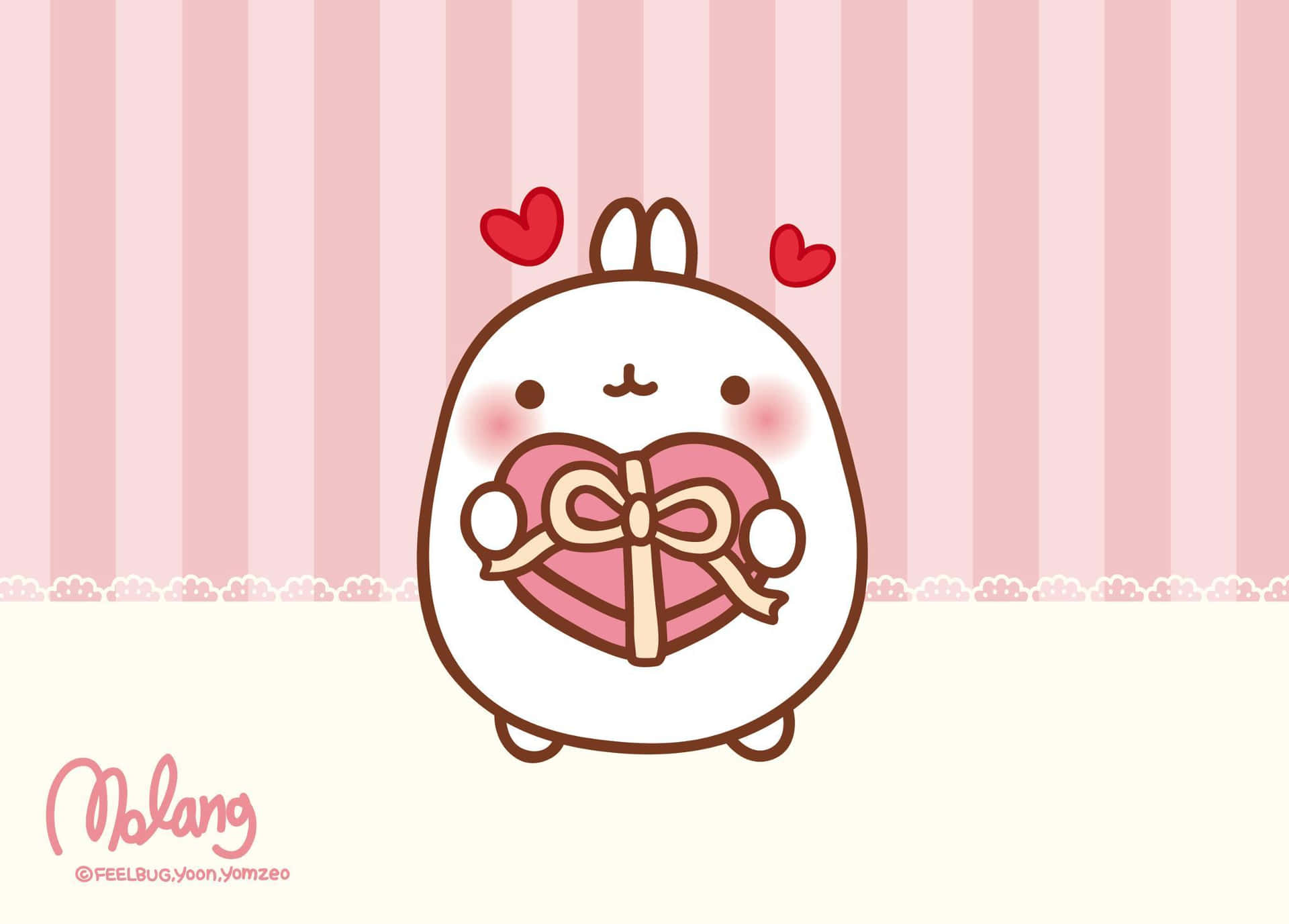 A Cute Kawaii Bunny Holding A Heart Wallpaper