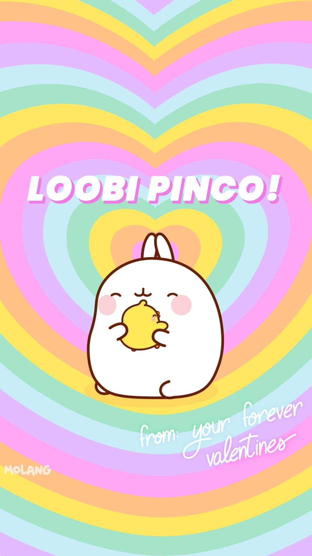 A Cute Bunny With The Words Lobi Pinco From Your Forever Valentine Wallpaper