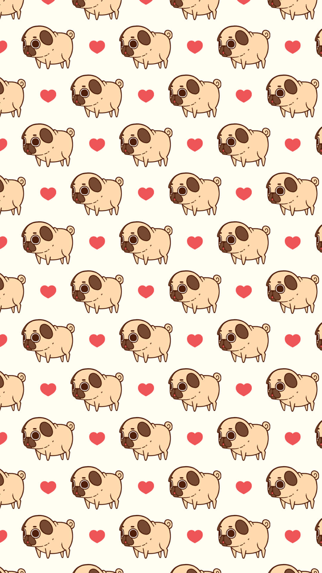 Download A Pattern With Pugs And Hearts On It Wallpaper