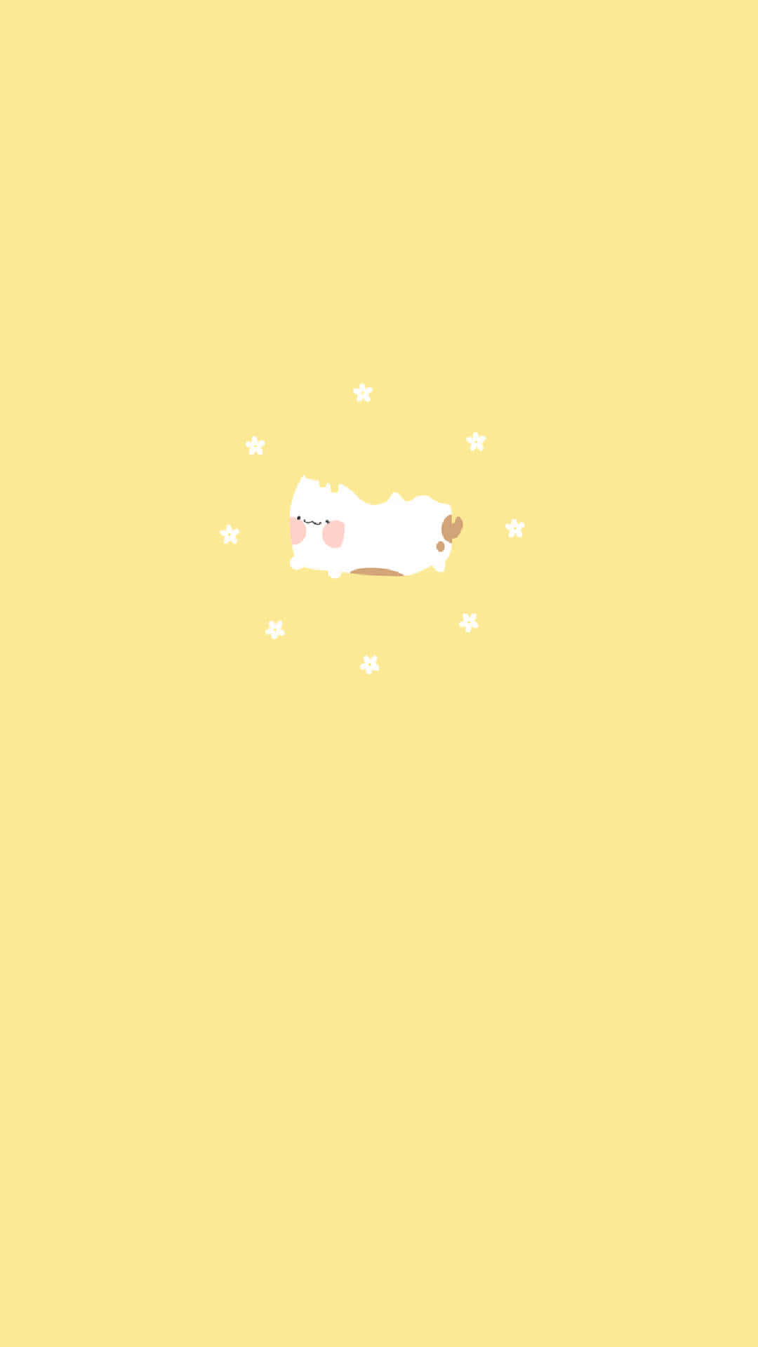 A Yellow Background With A White Cat On It Wallpaper
