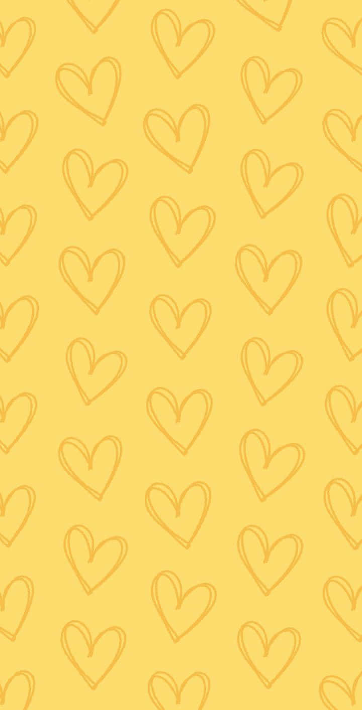 Yellow Hearts On A Yellow Background Wallpaper