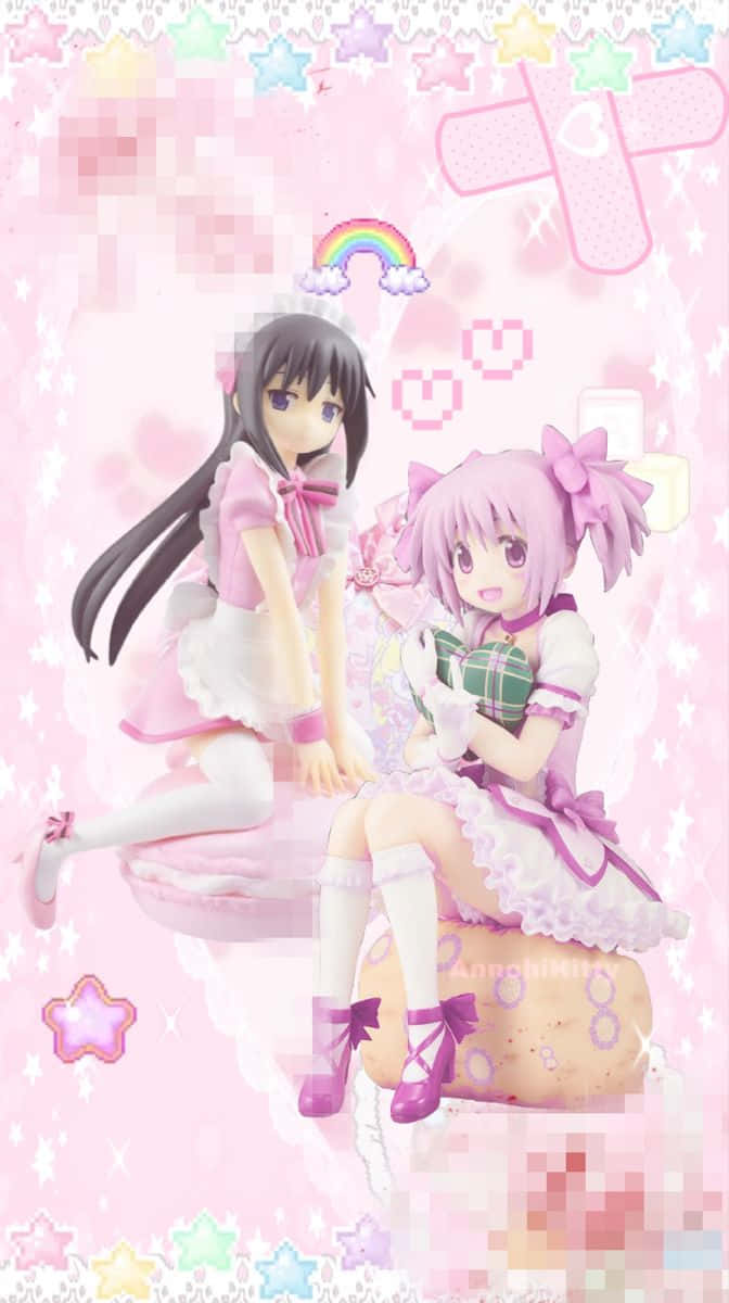 Kawaiicore_ Anime_ Girls_ Fantasy_ Background Wallpaper