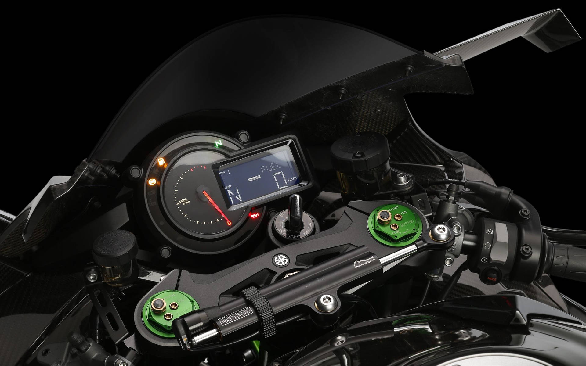 Kawasaki H2r Tachometer og Speedometer Baggrund Wallpaper
