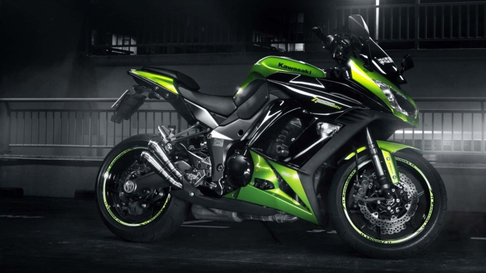 Kawasaki Sportbike Night Scene Wallpaper