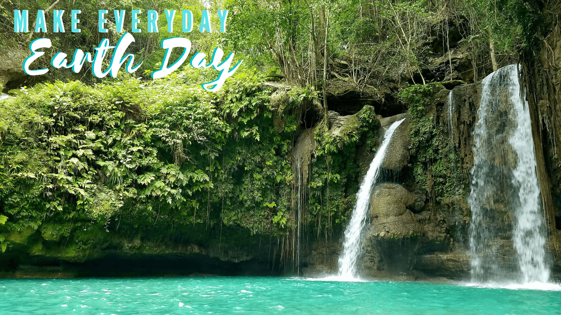 Kawasan Falls Earth Day Quote Spring Zoom Background