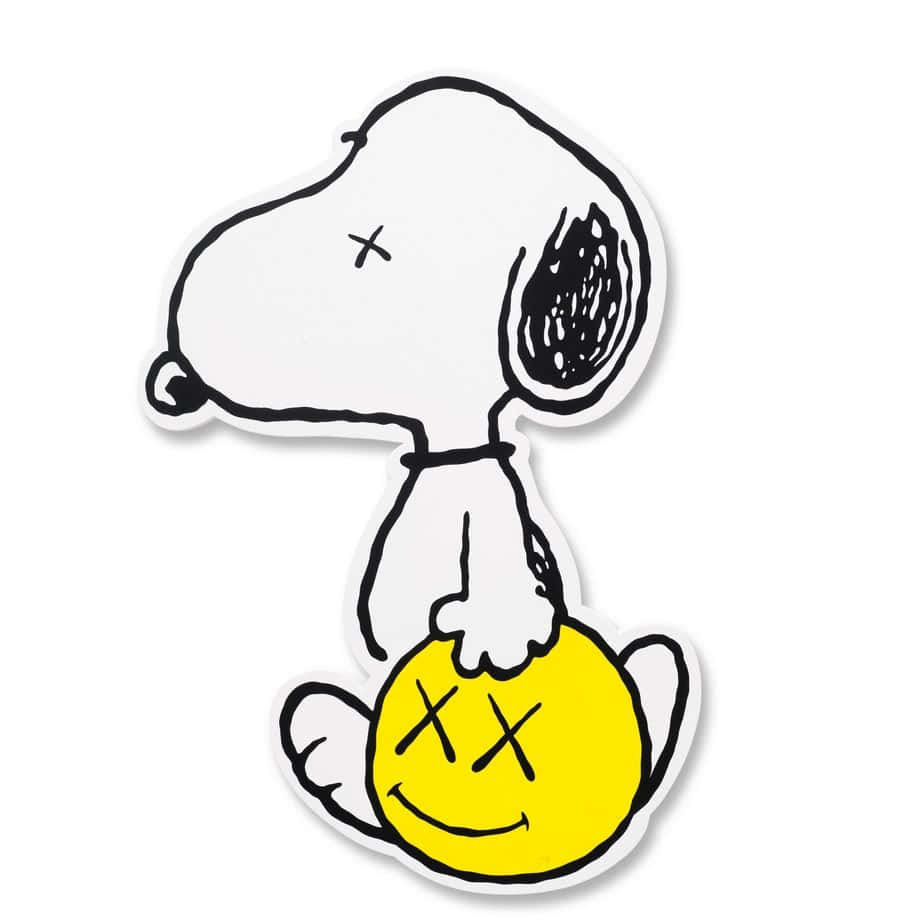 Undibujo Animado De Snoopy Sosteniendo Una Pelota Amarilla Fondo de pantalla