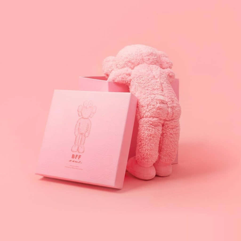 Kaws B F F Roze Figuur En Verpakking Achtergrond