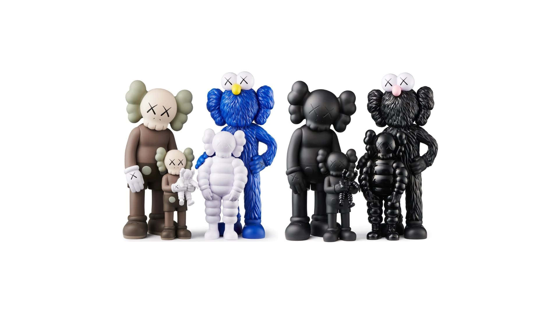 Livlige Kaws Companion Figurer I Rampelyset Bakgrunnsbildet