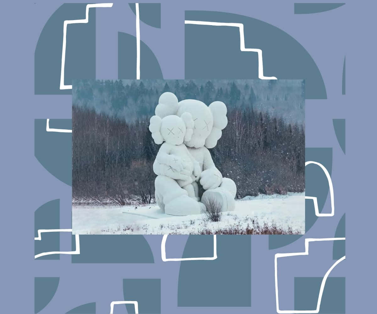 Kaws Holiday Art in Tranquil Nature Setting Wallpaper