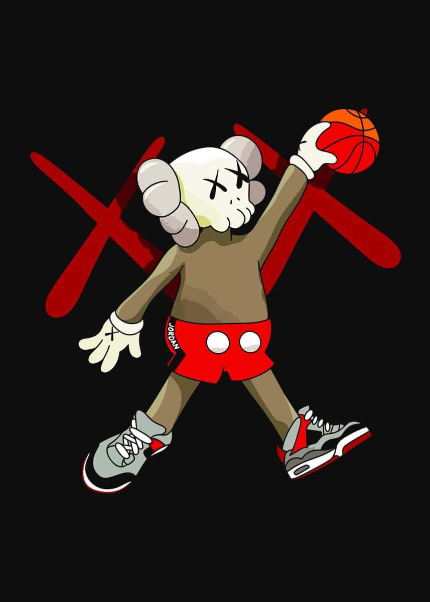 Kaws Inspired Basketball Character Artwork Wallpaper