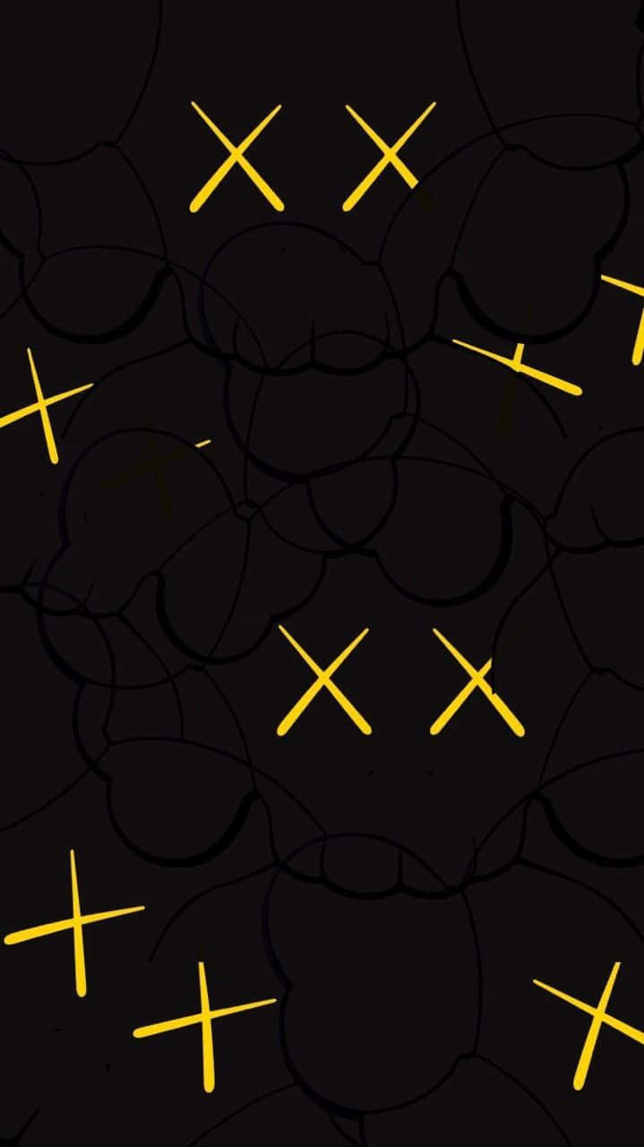 Kaws Inspired Yellow X Pattern Wallpaper