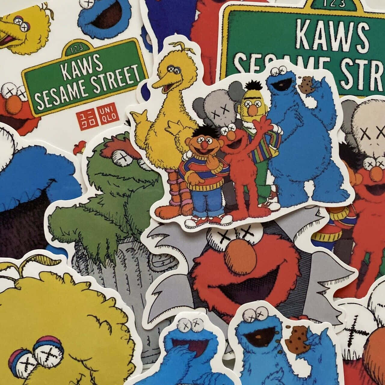 #=KAWS X Sesame Street Artwork Wallpaper