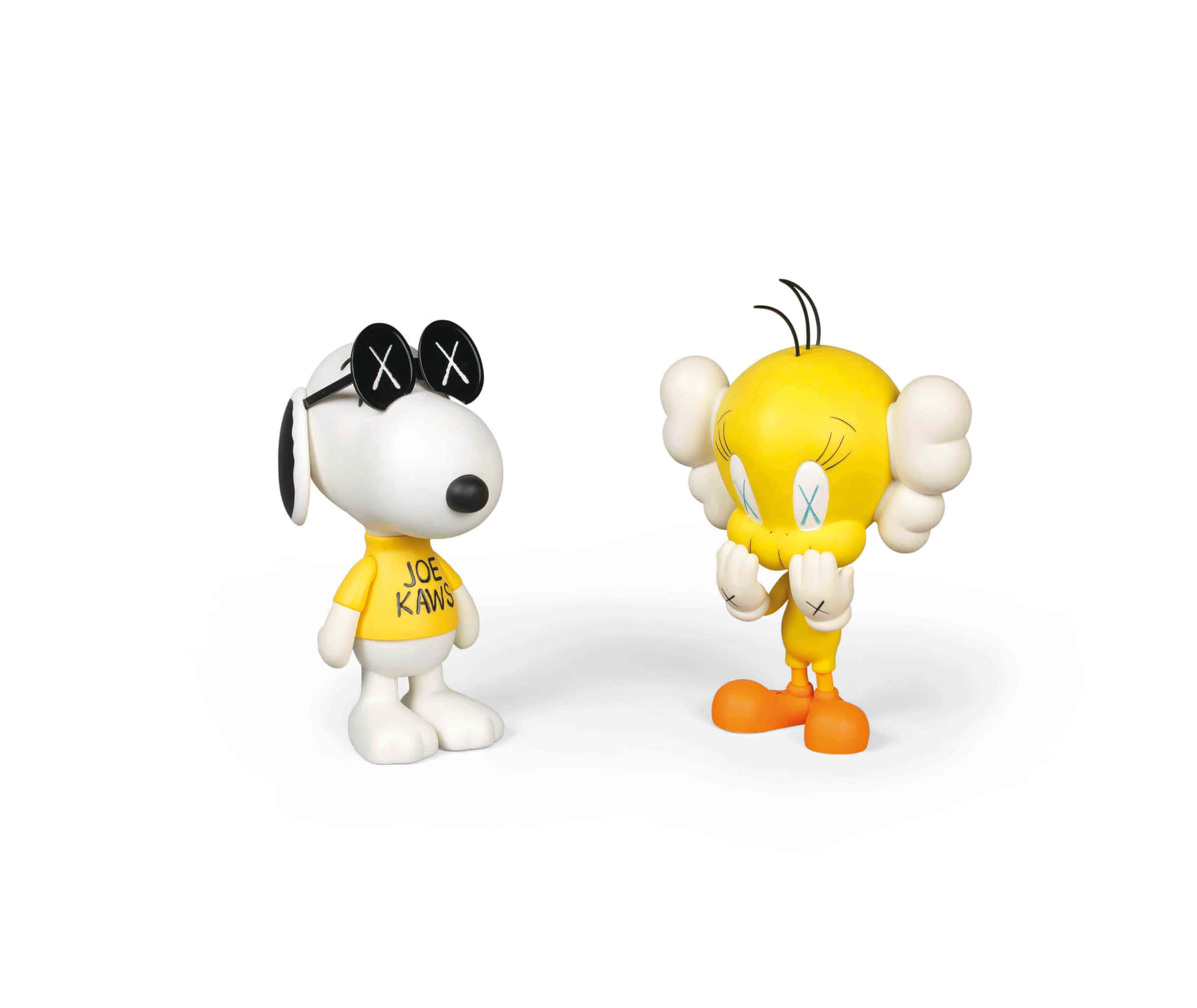 Kaws Snoopy En Woodstock Figuren Achtergrond