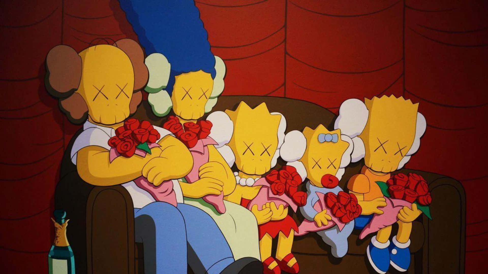 KAWS x The Simpsons Family Portrait Wallpaper