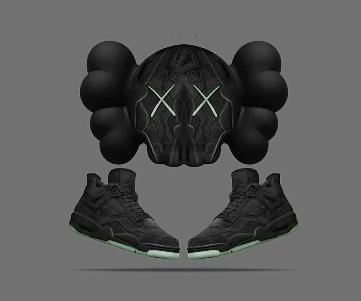 Kaws X Air Jordan Samenwerking Sneakers Achtergrond