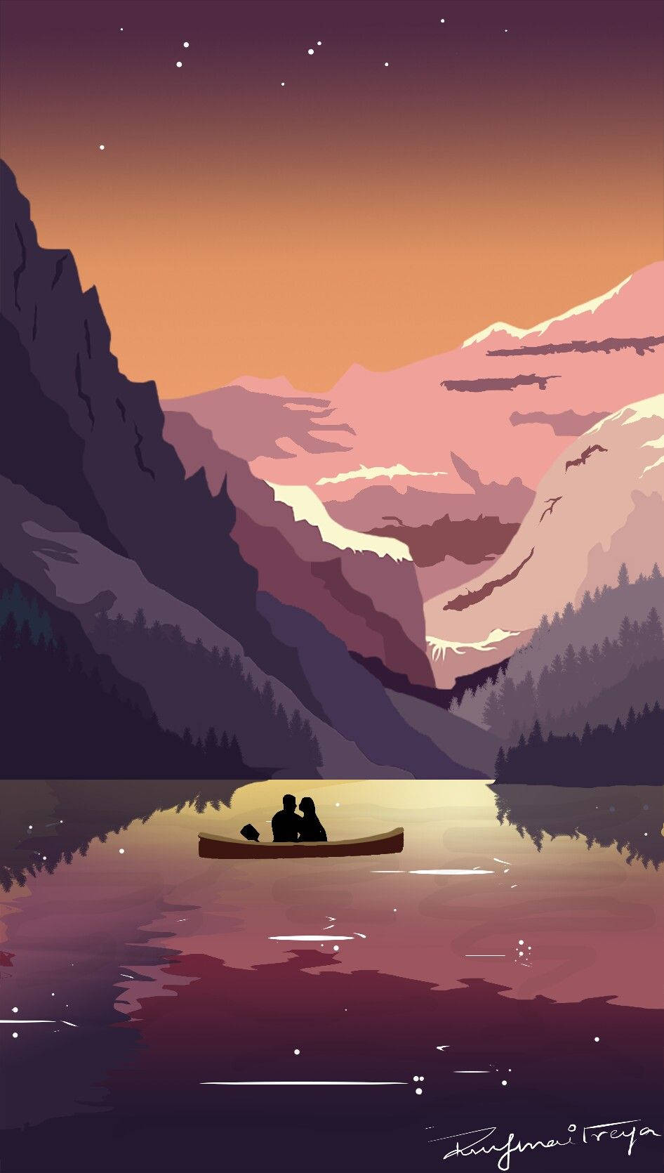 Kayaking Digital Artwork Wallpaper