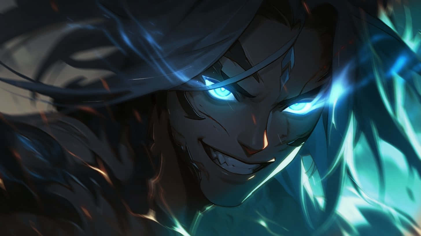 Download Kayn Glowing Eyesand Dark Energy Wallpaper | Wallpapers.com